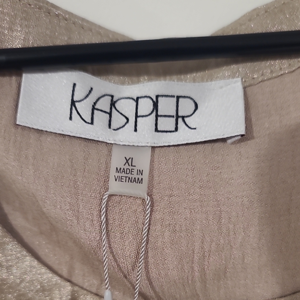 KASPER Shimmering Gold Sleeveless Blouse - Picture 2 of 5